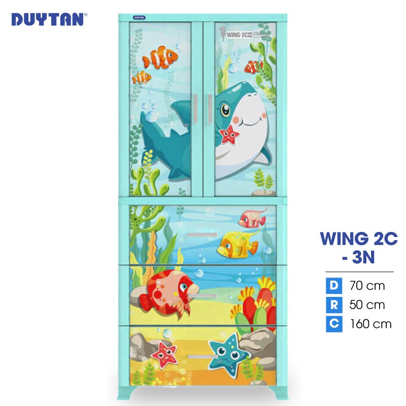 Tủ nhựa DUY TÂN Wing 2C-3N 2 cửa 3 ngăn (70 x 50 x 160 cm) - 05639 - Giao màu ngẫu nhiên