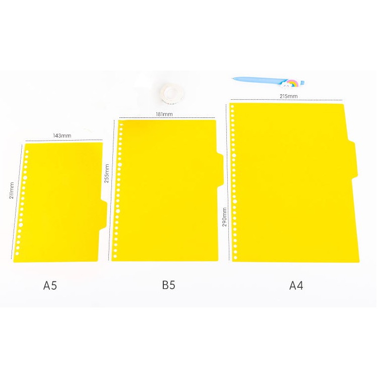 Bìa phân mục nhựa 4 màu cho sổ còng A5 (20 lỗ)/ B5 (26 lỗ)/ A4 (30 lỗ)