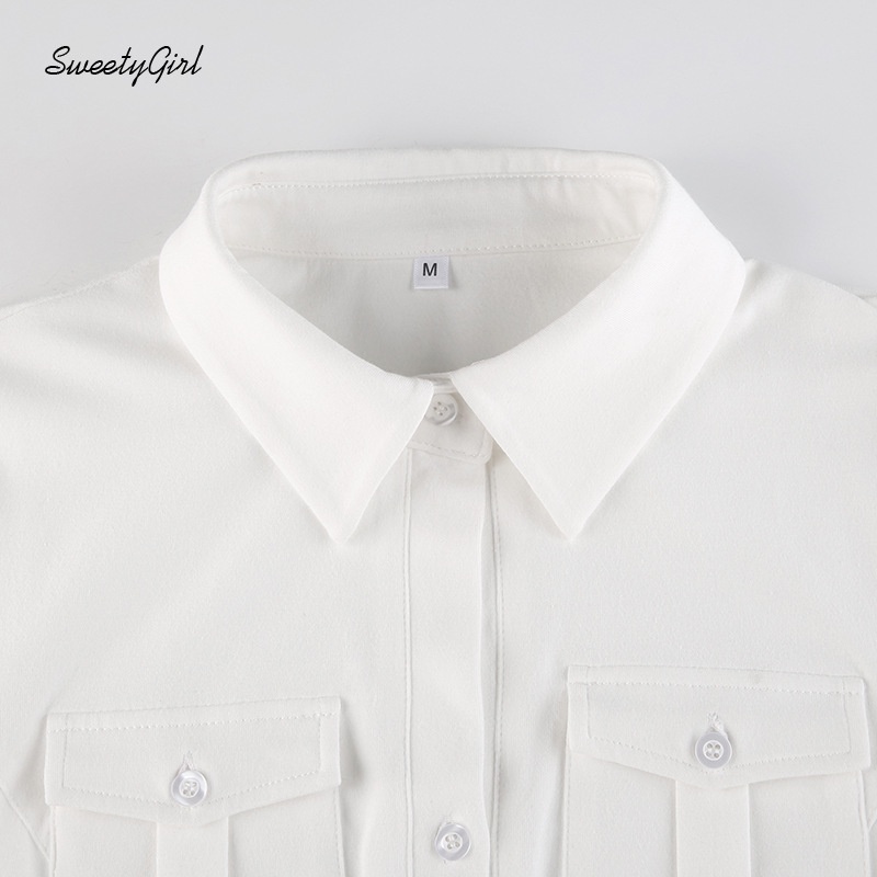 Áo Sơ Mi Tay Ngắn Cổ Chữ V Màu Trắng Trơn Thời Trang 2022 Dành Cho Nữ