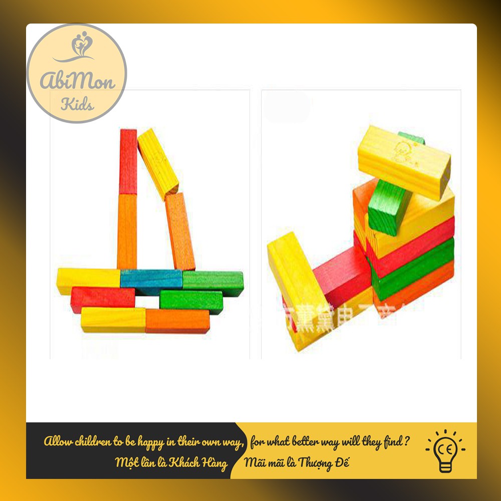 Bộ Đồ Chơi Rút Gỗ (48 thanh - size to) ☘️ Montessori cao cấp ✨ (Đồ chơi Gỗ - Đồ chơi Giáo Dục - An toàn - Thông minh)