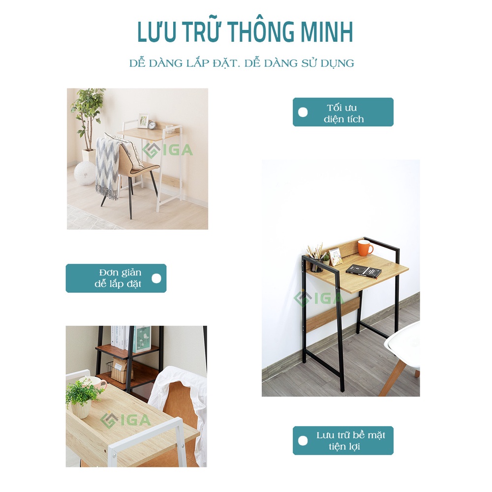 Bàn học, bàn ăn mini cho bé, bàn trà  gỗ khung sắt tiện lợi- GM16