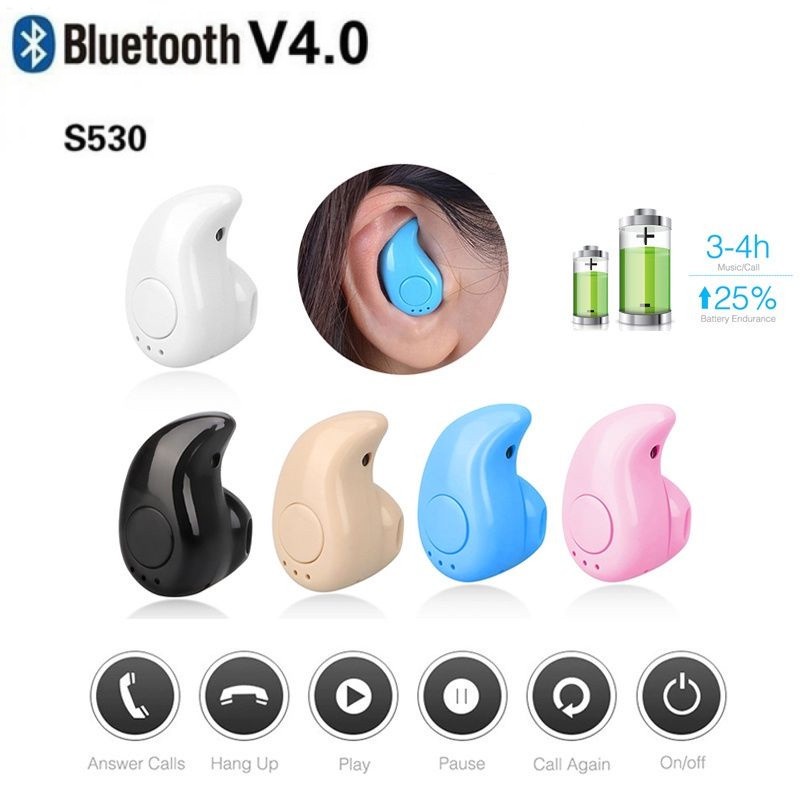 Mini S530 Vô Hình Không Dây Duy Nhất Tai Nghe Tiếng Ồn Hủy Bỏ Bluetooth-Tương Thích Stereo Loa Tai Nghe cho Samsung Huawei 【lotus.fr】