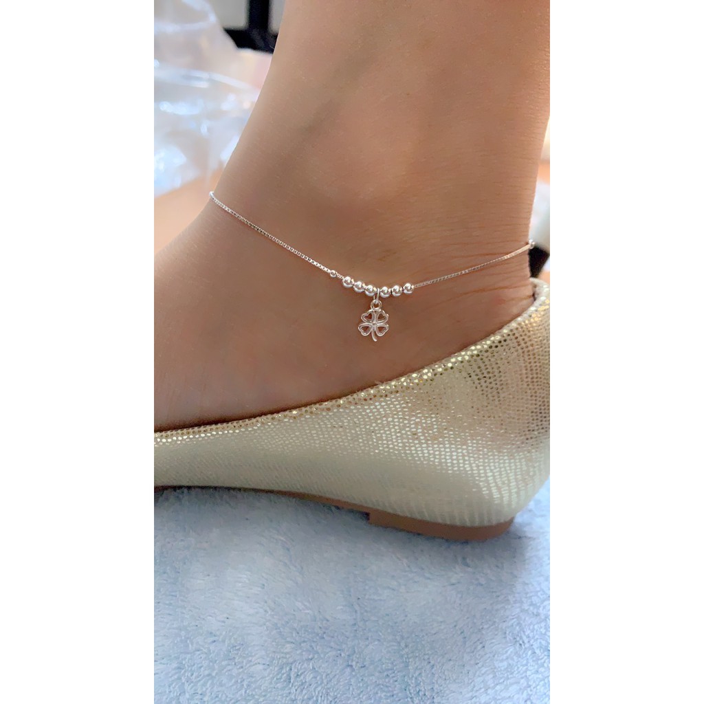 Lắc chân bạc Ý 925 Bạc Xinh Huệ Ngân - Cỏ bốn lá may mắn RYBJ50063 | BigBuy360 - bigbuy360.vn