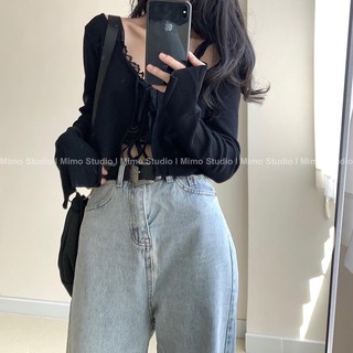 Len dệt kim mỏng buộc nơ