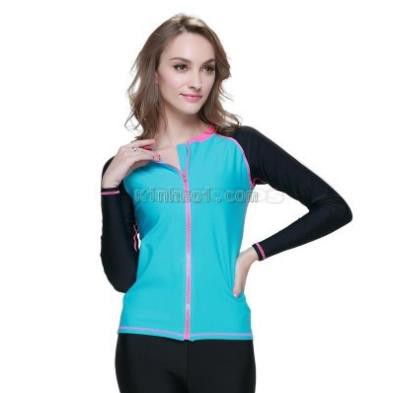 Áo Bơi Dài Tay Nữ Sbart 931 Xanh Lơ Tay Đen Kéo Khoá  ྇ ' ་ | BigBuy360 - bigbuy360.vn