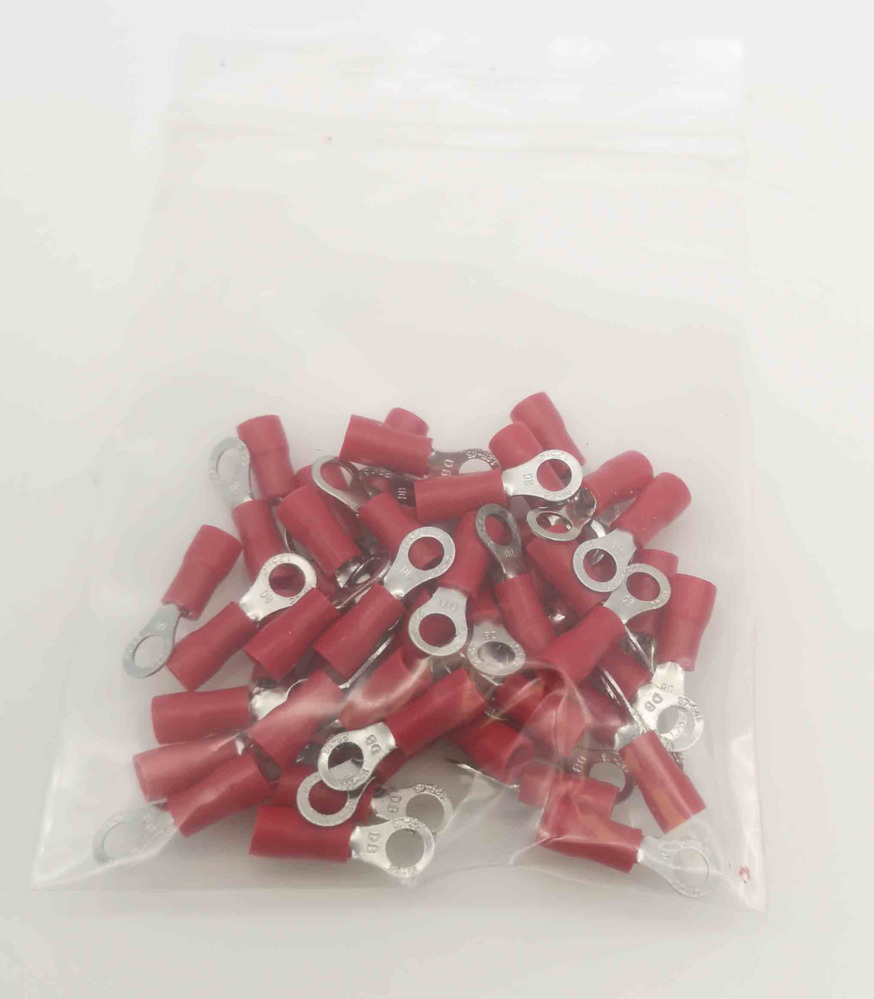 Bộ 50 cái nhẫn đấu dây tròn cách điện 0.5-1.5mm ² AWG 22-16 Imax 19A màu đỏ