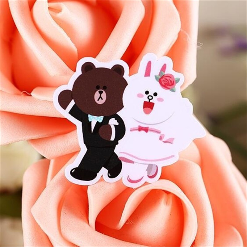 ❀ Sticker Dán Trang Trí Q-2 Hình Thỏ Và Gấu Brown ❀ Bộ 36 Miếng Dán Trang Trí Thủ Công Xinh Xắn