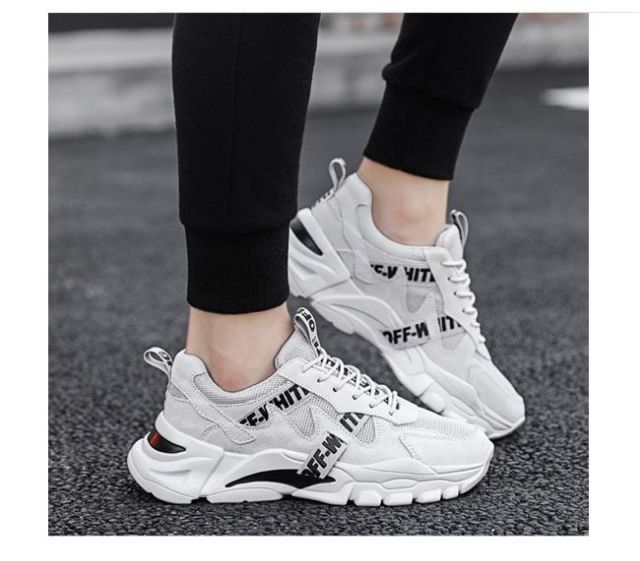 (Có 2 màu anht thật + video)Giày thể thao nam đế đúc trắng - xám khói