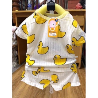 COMBO 5 BỘ COTTON GIẤY CỘC TAY CHO BÉ TRAI BÉ GÁI