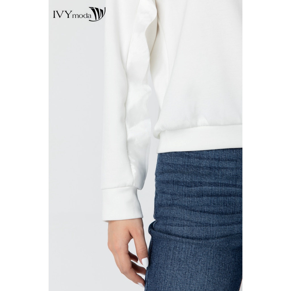 Áo thun nữ tay phối bèo IVY moda MS 58B9076