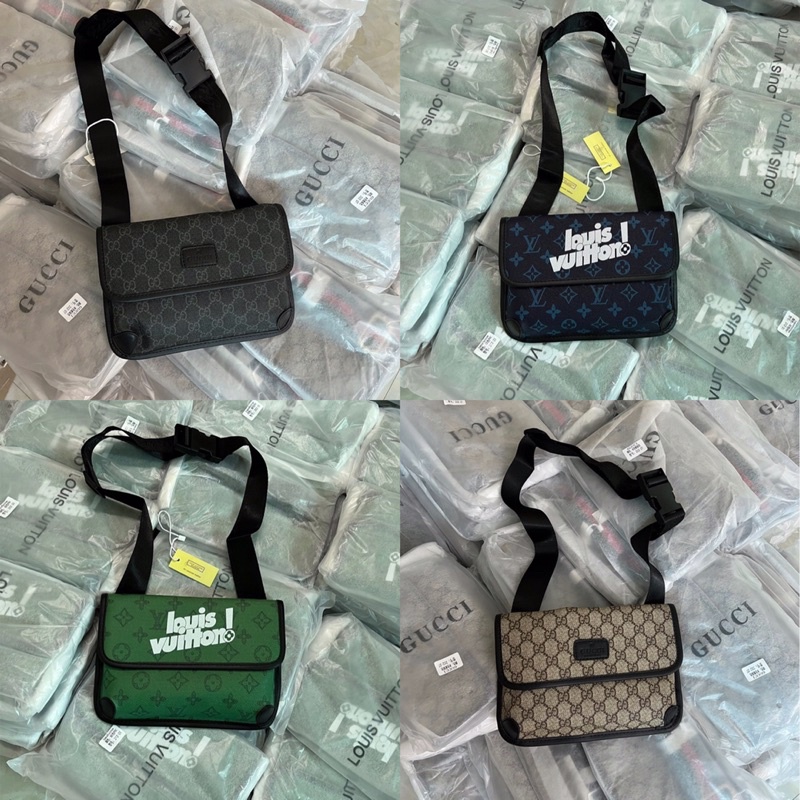 Túi Đeo Chéo LV Chữ In Trắng Cao Cấp - Túi Đeo GC in Logo Siêu Đẹp