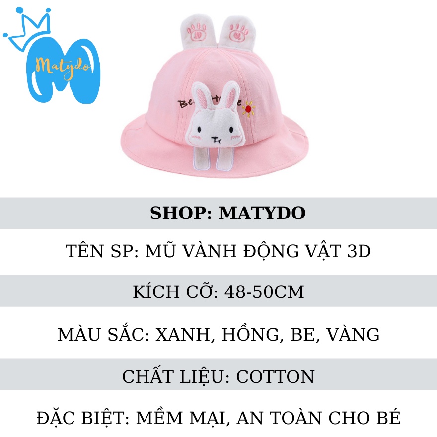 Mũ cho bé trai bé gái rộng vành hình gấu đáng yêu phụ kiện mũ nón MU001