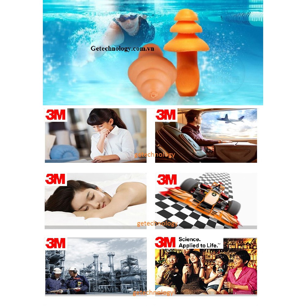 1 đôi 3M 1270 nút nhét tai chống ồn có dây Dạng nút cao su mềm êm tai