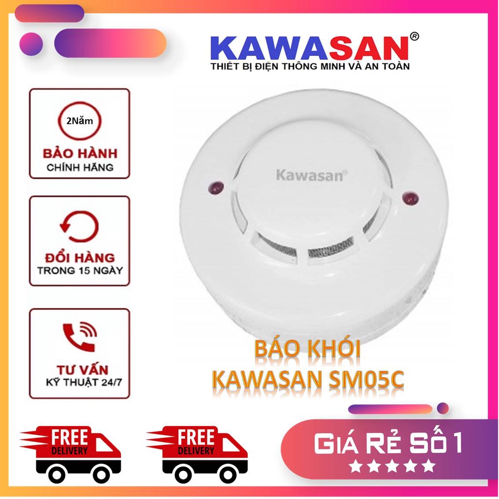 Thiết Bị Báo Khói Độc Lập Có Dây KAWASAN SM05C - Hàng Chính Hãng