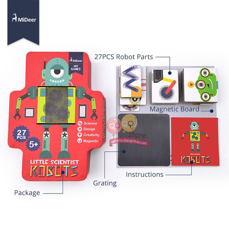 Trò Chơi Xếp Hình Robot Hoạt Hình Mideer 27 Tấm Ghép Chuyển Động