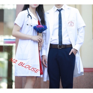 [Giá sỉ] Áo blouse bác sĩ kaki nam nữ thí nghiệm/Áo choàng bác sĩ cộc tay dài tay