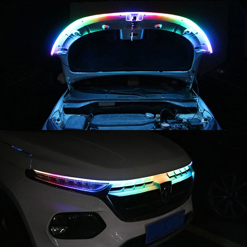Dải Đèn Led Rgb 12V Nhiều Màu Sắc Kèm Điều Khiển Từ Xa Trang Trí Mui Xe Hơi
