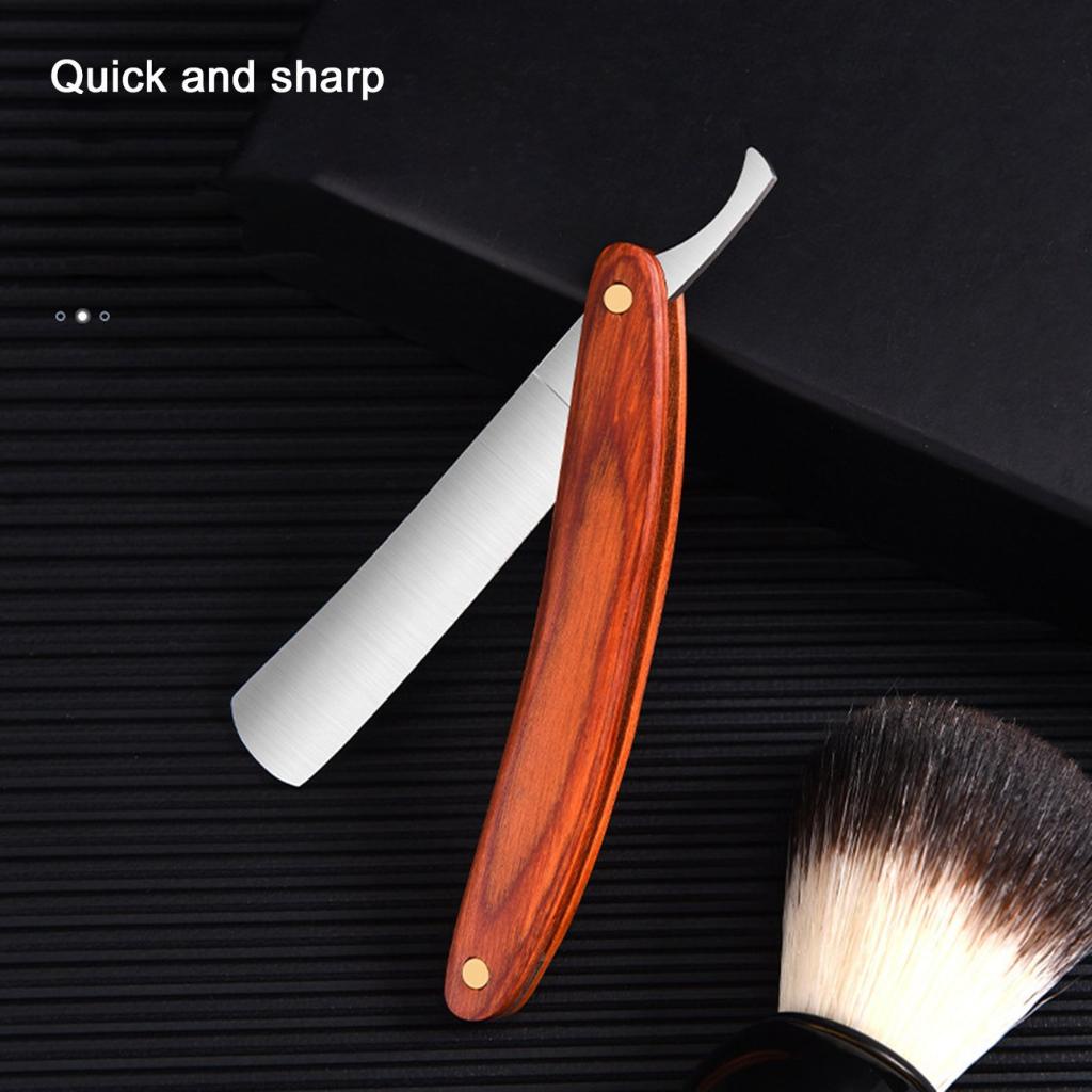 Natural Wood Shaving Razor Straight Razor Carbon Steel For Men Straight Razor