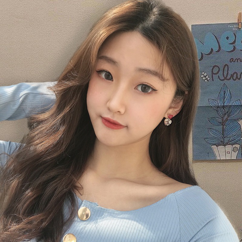 Bông tai hình trái tim phong cách Hàn Quốc dành cho nữ