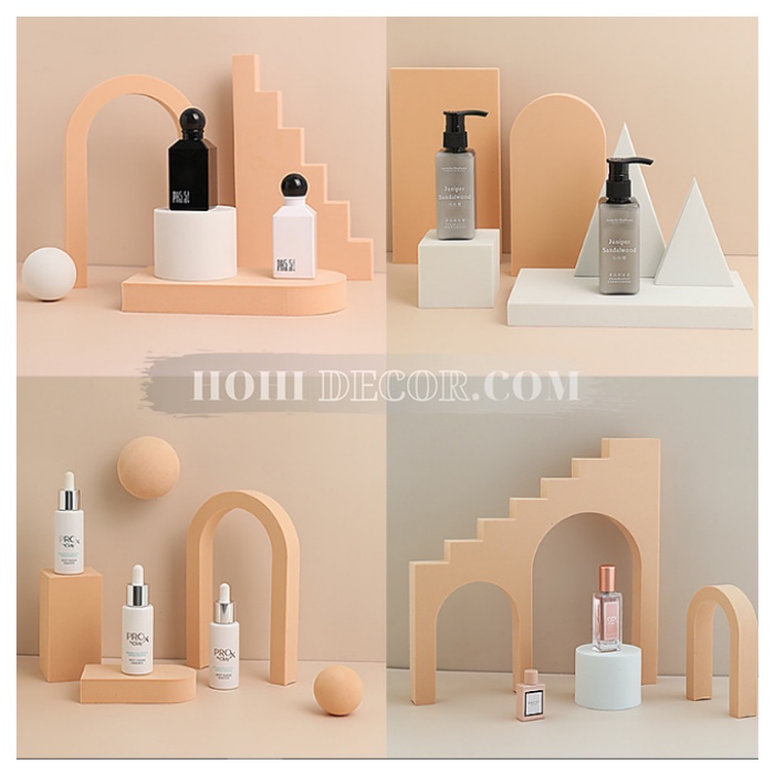 Khối Hình Học Chụp Ảnh Sản Phẩm Bằng Xốp Màu Trắng/ Cam, Phụ Kiện Đạo cụ Trang Trí Chụp Hình - HoHi Decor