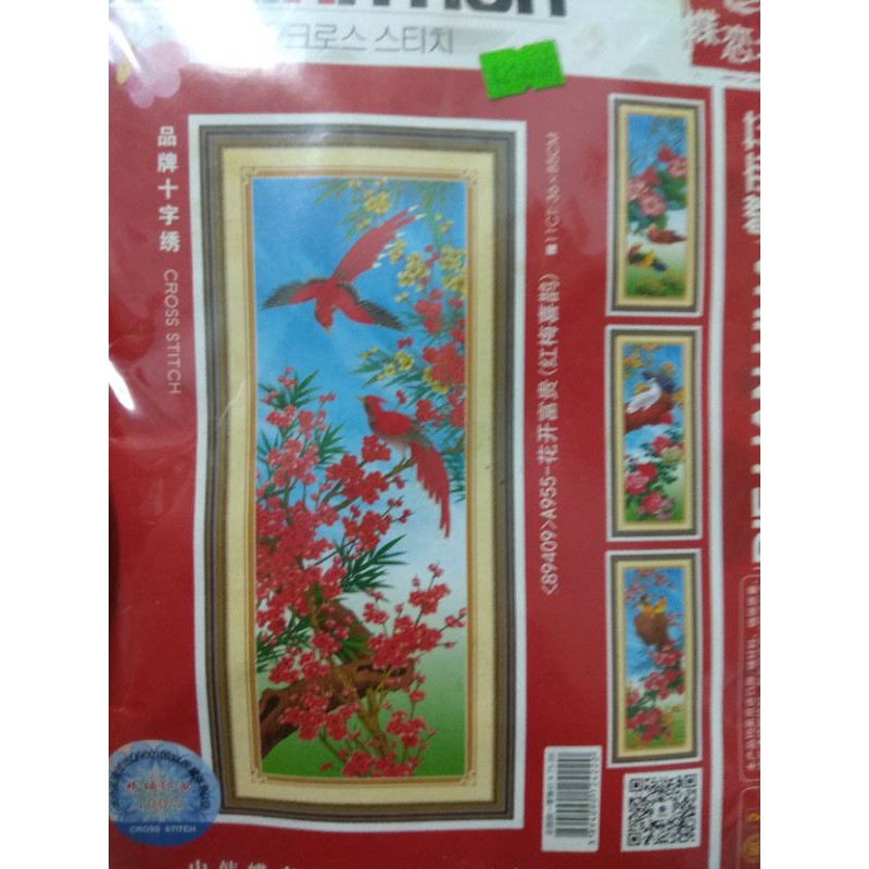 Tranh thêu chữ thập bộ 4 bức tứ quý 3D