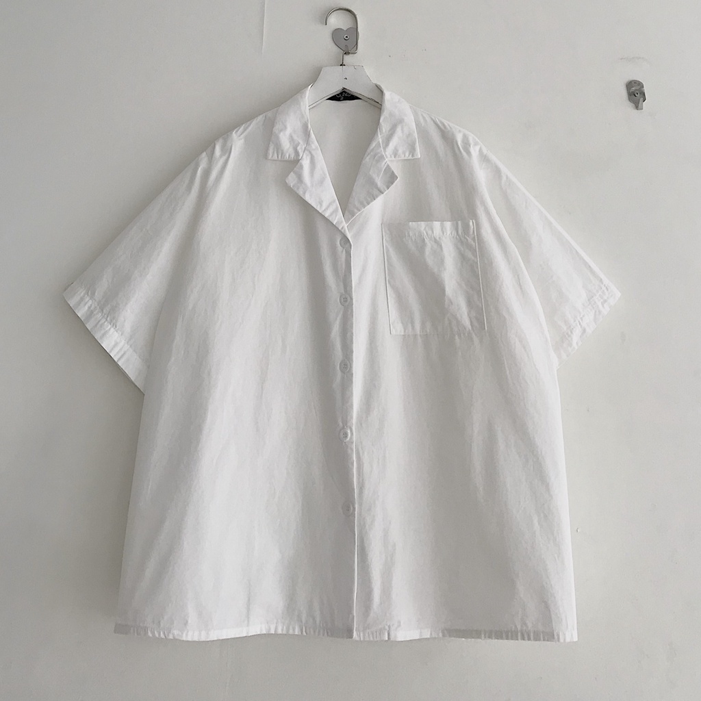Sơ Mi Nữ Tay Ngắn JEM CLOSET  Màu Trắng Form Rộng GILTO Mix Đi Học Chơi 10371