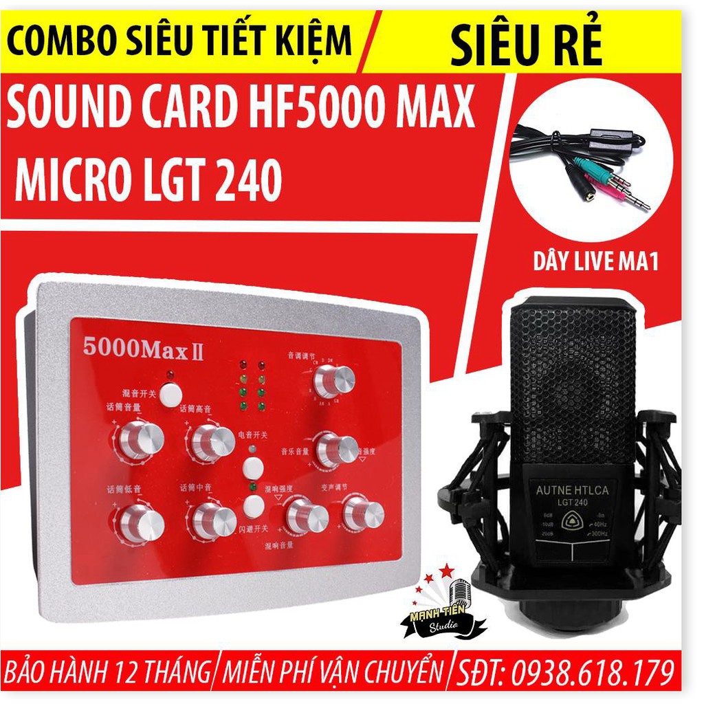 [Tặng kèm dây livestream MA1] Combo livestream thu âm karaoke HF5000 Max + Micro LGT 240 Cao Cấp