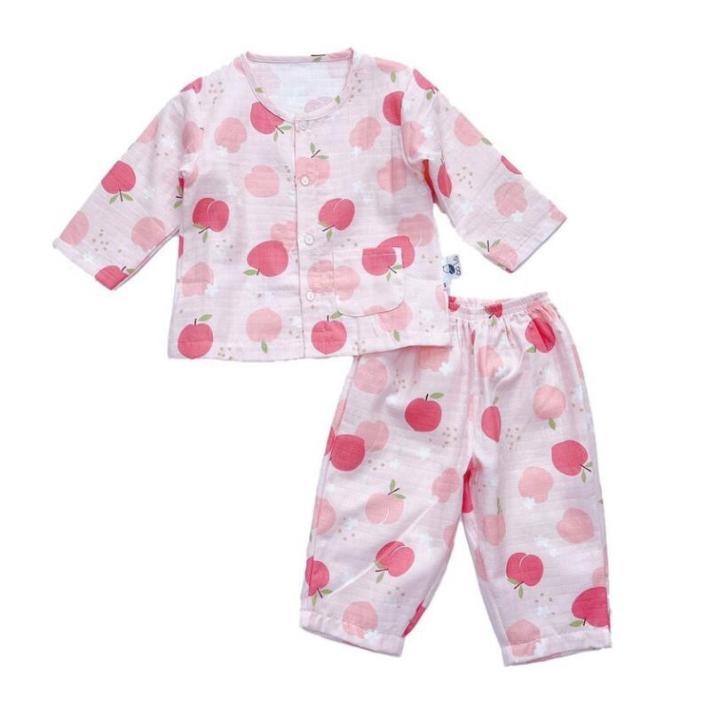 Bộ pijama dài tay mặc ngủ cho bé vải cotton xô hai lớp Áo Lá Homewear size 10kg-30kg  ྇