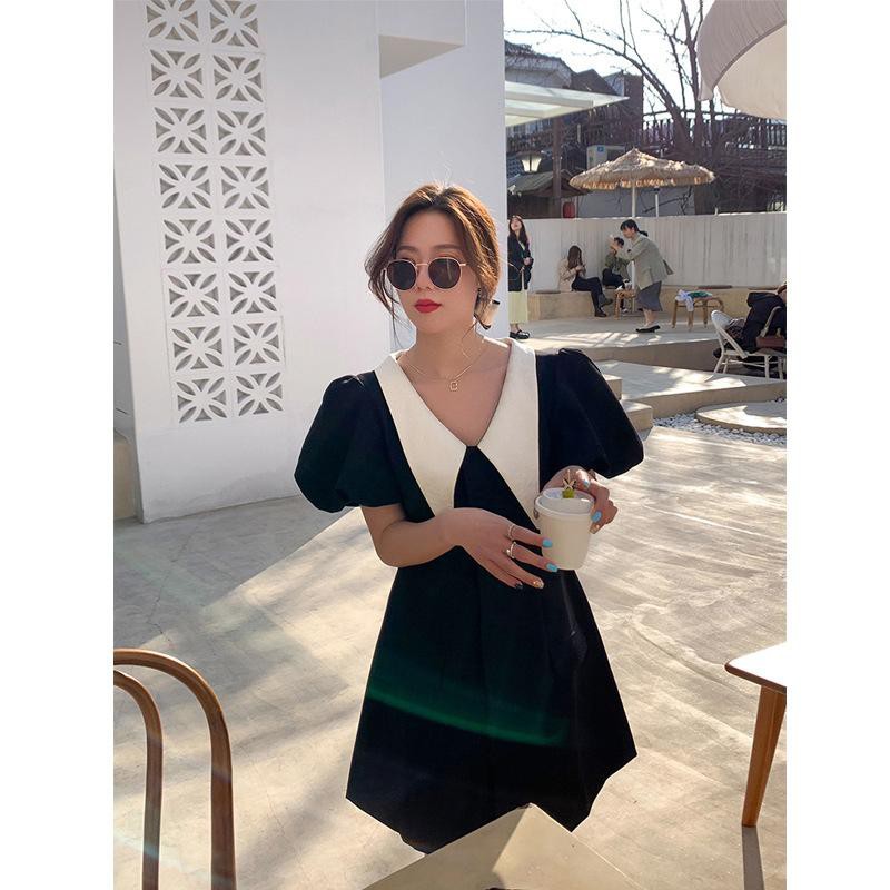 VÁY TRẮNG DÁNG CHỮ A CỔ NHỌN - ĐẦM DỰ TIỆC TAY BỒNG - CHẤT MÁT, HAI MÀU ĐEN-TRẮNG V-CN | BigBuy360 - bigbuy360.vn