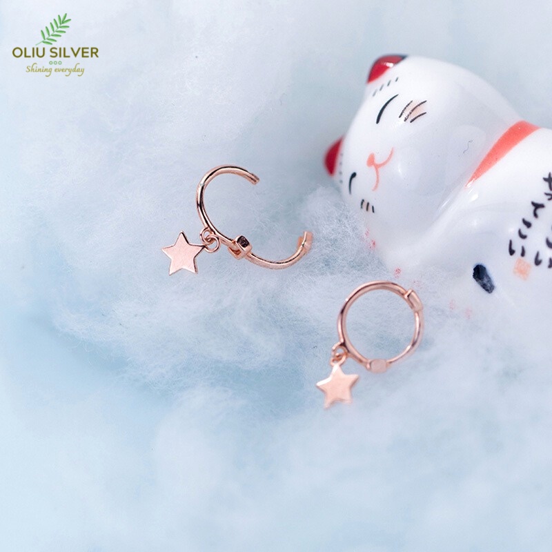 Bông Tai Bạc S925 Khoen Tròn Nhí Mini Hoop Trái Tim – Ngôi Sao Trẻ Trung Cá Tính | Khuyên Tai Nữ Trang Sức Bạc 925