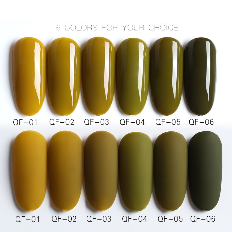 Sơn móng tay gel nail dùng máy hơ AS tone vàng rêu mã QF 15ml