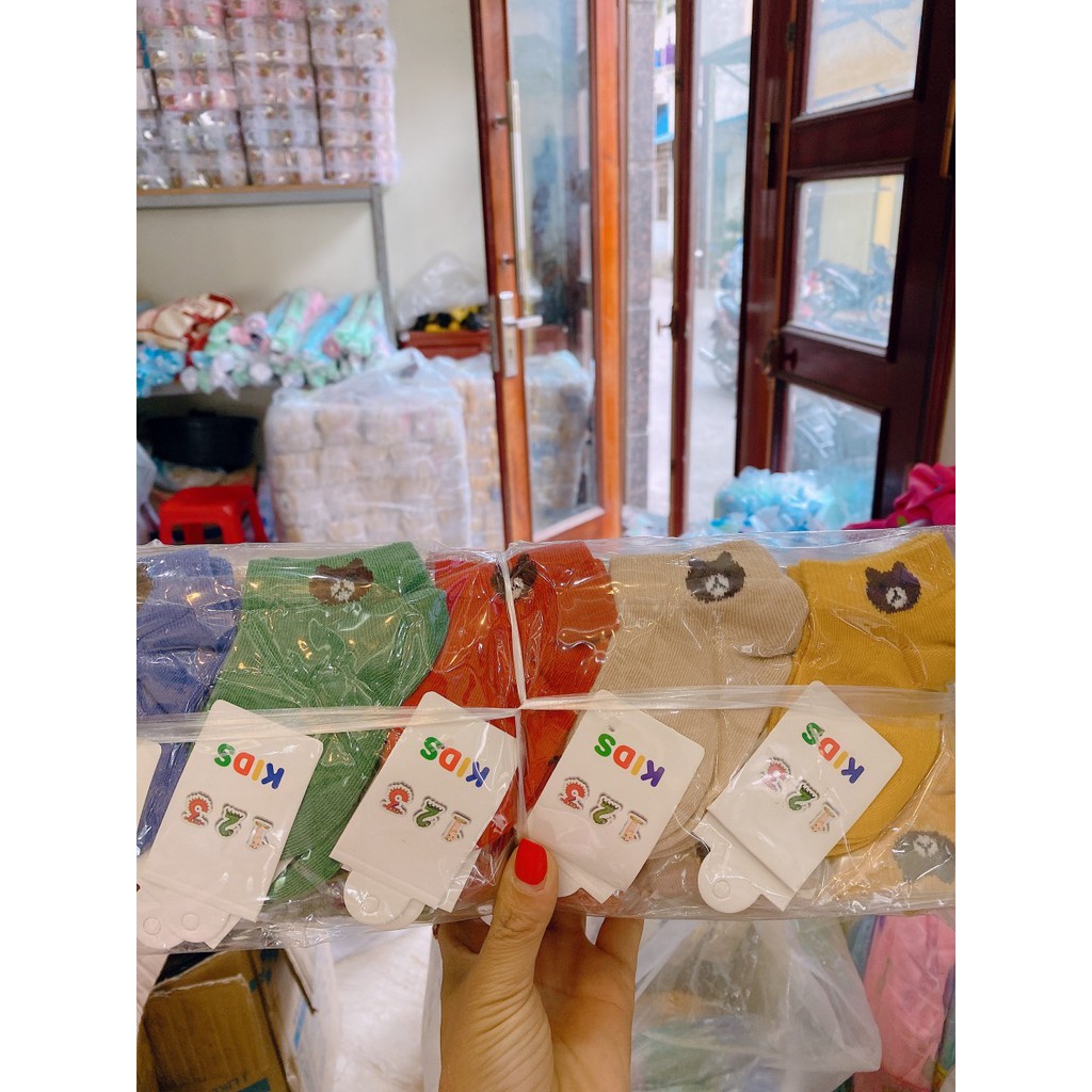 Set 5 đôi tất gấu cho bé gái bé trai hàng cao cấp 0-5 tuổi - Có tem