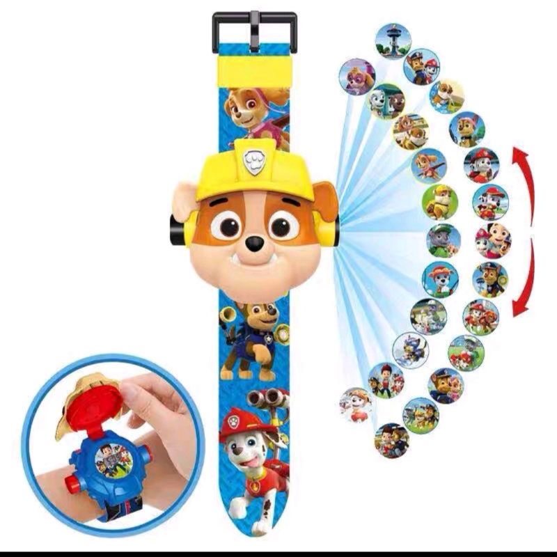 Đồ chơi đồng hồ có đèn chiếu phát sáng lên tường hình đội chó cứu hộ Paw Patrol điện tử cho bé trai