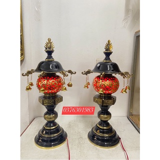 Đôi đèn thần có chuông , đôi đèn bằng đồng cao 61cm