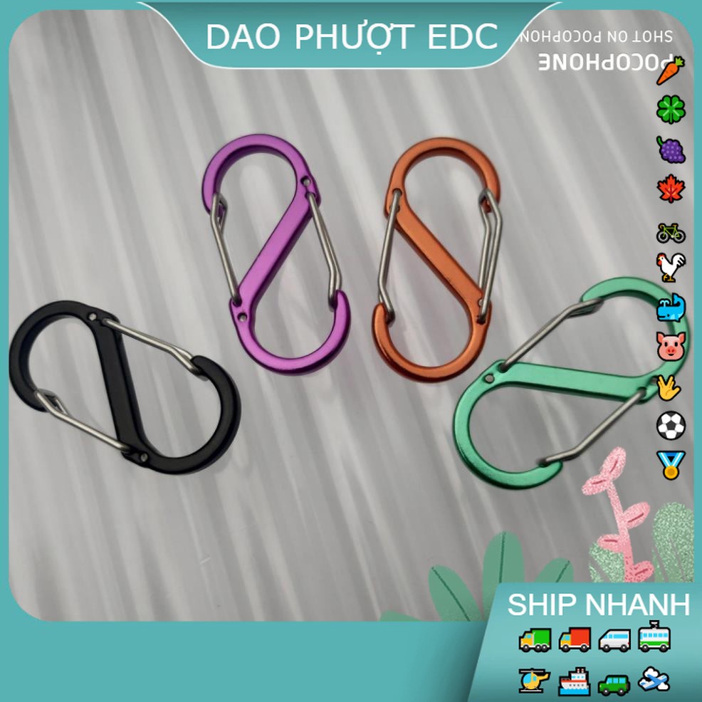 Móc Khoá S 2 Đầu Nhôm Thông Minh SIêu Nhẹ - Khoá Chắc CHắn