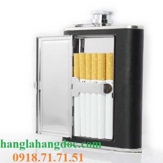 Bình đựng rượu bỏ túi 6oz (180ml) kiêm hộp đựng thuốc lá đa năng
