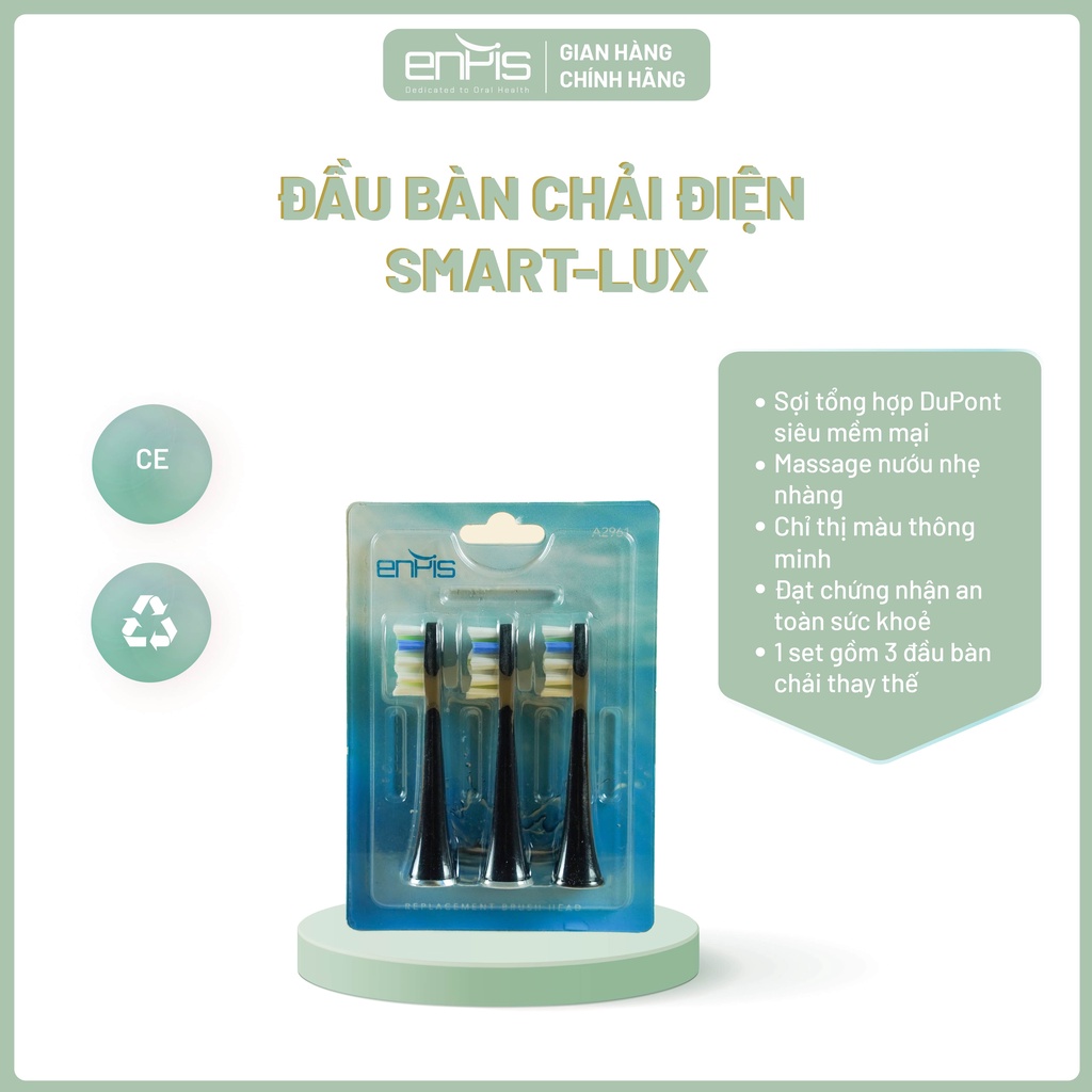 Đầu bàn chải điện ENPIS thay thế cho dòng SMART LUX, sợi lông Dupont cao cấp, mềm mại, tối ưu khả năng làm sạch răng