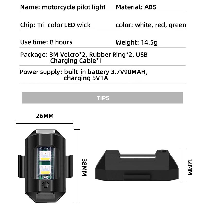 Đèn LED Cảnh Báo Dành Cho Xe Máy / Xe Đạp / Máy / Máy [Đèn Nhấp Nháy Retro] [Có Thể Sạc Lại] [Phù Hợp Với Xe Đạp] [Drone
