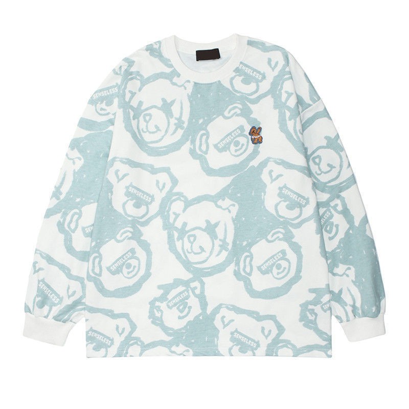 Áo sweater chui đầu cổ tròn dáng rộng in hình gấu dễ thương thời trang mùa thu 2021 cho nữ | BigBuy360 - bigbuy360.vn