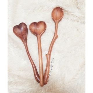 Set quà tặng 3 muỗng gỗ thìa cành cây dài thìa tim