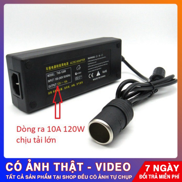 Bộ chuyển điện 220v thành điện tẩu 12v LOẠI SIÊU CẤP dòng 5A-10A công suất lớn cả tải tủ lạnh, bơm điện