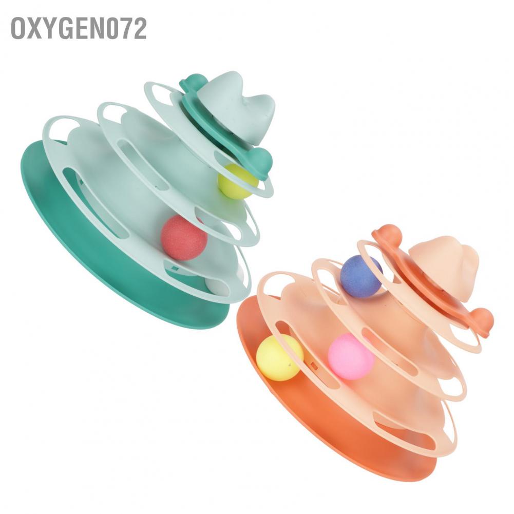 Oxygen072 Đồ chơi Bàn xoay mèo 4 cấp độ có thể tháo rời ngăn ngừa trầy xước Đồ chơi theo dõi tương tác cho cưng