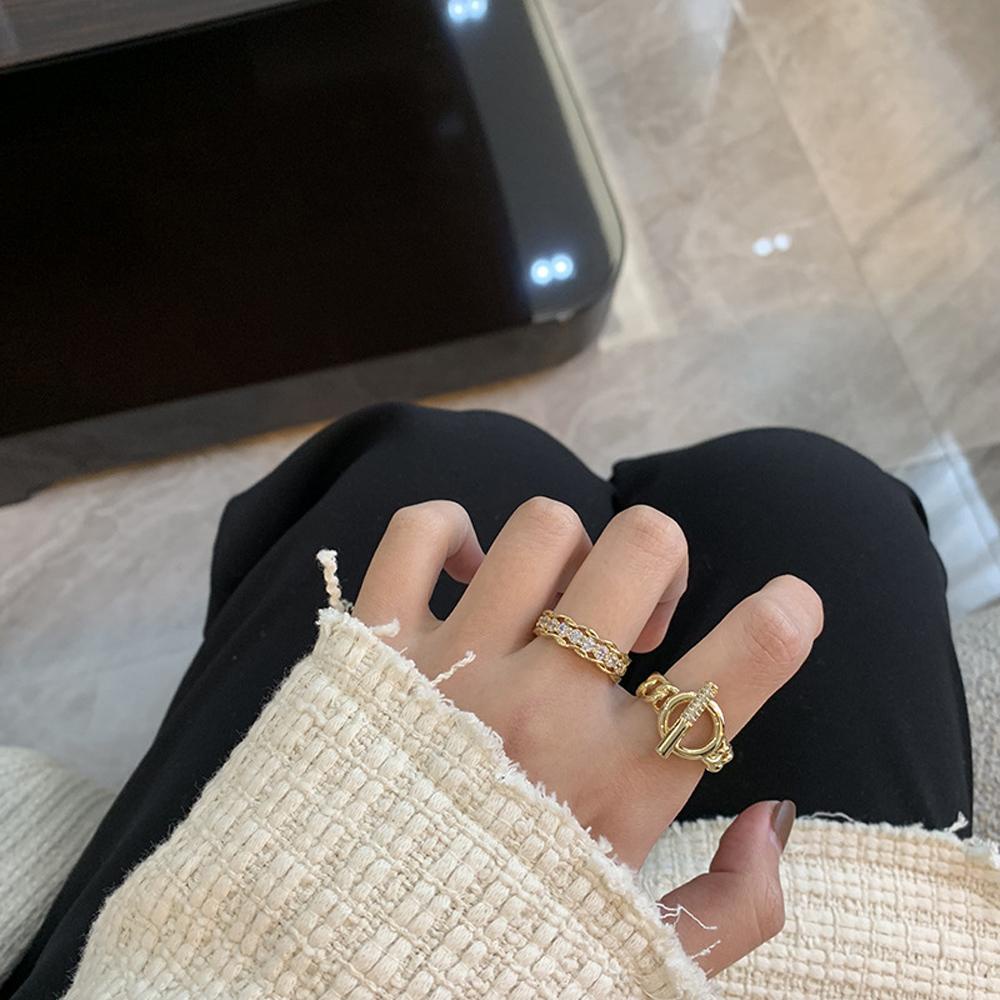 MXGOODS Nhẫn Hở Họa Tiết Hình Học Phong Cách Vintage Thời Trang