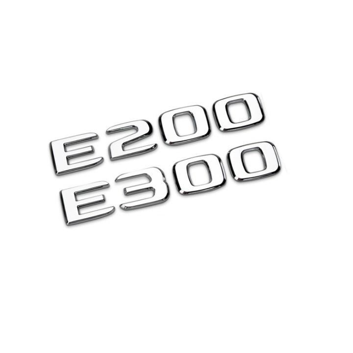 Decal tem chữ E200 dán đuôi xe ô tô