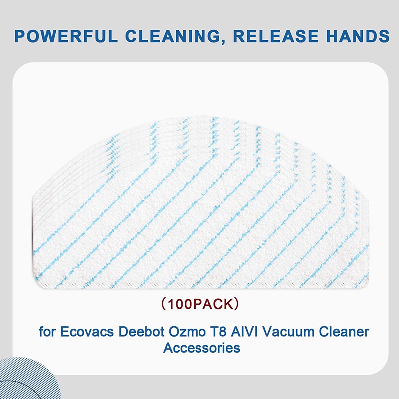 Bộ 100 Miếng Vải Lau Nhà Dùng Một Lần Cho Rô Bốt Hút Bụi Ecovacs Deebot Ozmo T8 AIVI