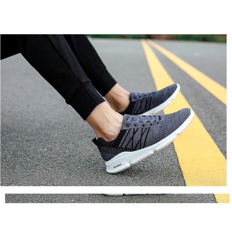 Giày Nam Sneaker Thể Thao SPISO A07 giày tập -đi chơi màu xám đế êm chân