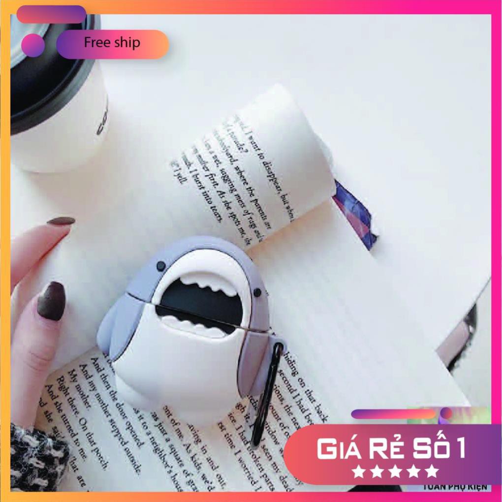 Airpods Case ⚡ Freeship ⚡ Cá Mập Cute - Case Tai Nghe Không Dây Airpods 1/ 2/ i12/ Pro - Châts Case Store