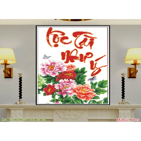 Tranh Thêu Chữ Thập Lộc Tài Như ý T185 (50x71cm) (Chưa thêu)