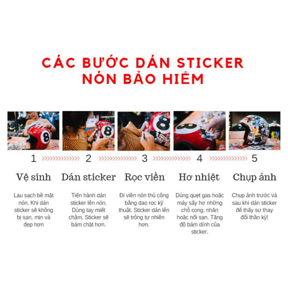 <Hàng Cao Cấp> 10 hình Sticker dán mũ bảo hiểm, vali, laptop cực xinh PVC chống nước cắt sẵn