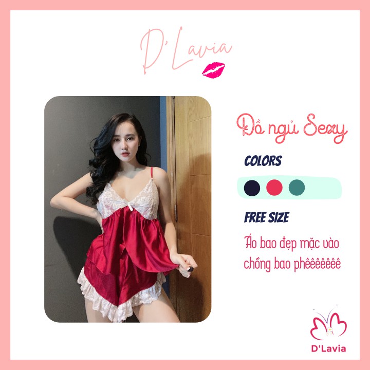 Đồ ngủ nữ sexy phối ren cao cấp hở lưng gợi cảm quyến rũ chất satin mềm mịn thoáng mát AN01 - D'Lavia